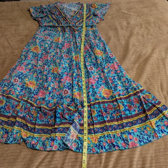 Floral Blue Wrap Dress - Picture 5 of 5